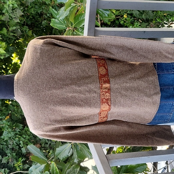Vintage Anthropologie/Sleeping on Snow Brown Tie Ribbon Cardigan size Medium - Picture 4 of 9